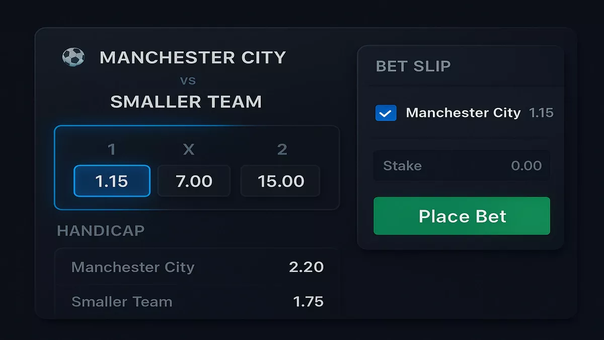 1X2 Handicap Betting Odds Comparison Interface