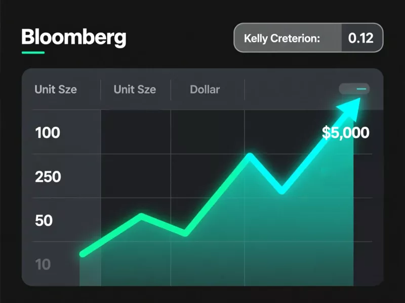 Bankroll management chart showing unit sizing, percentage calculations, and Kelly Criterion formula for betting stake optimization