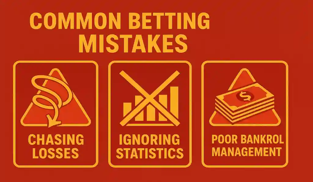 Common betting mistakes warning infographic